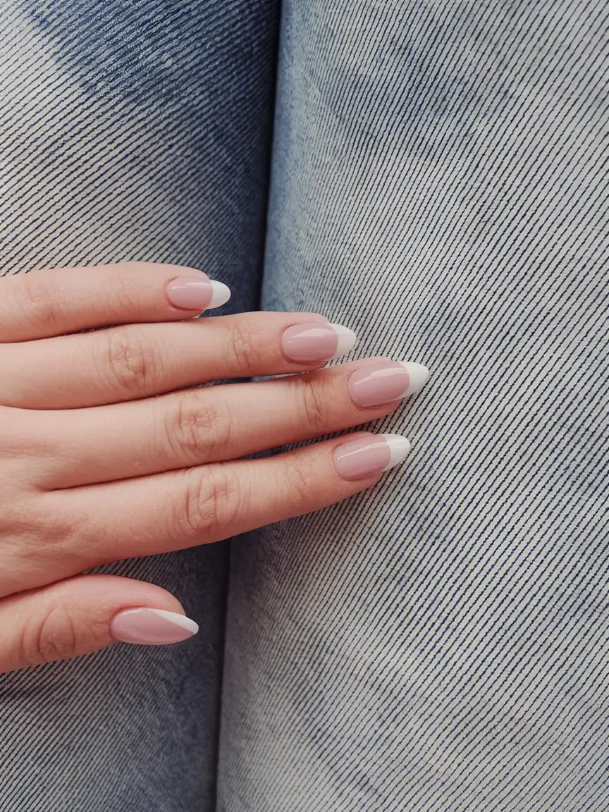 french tips for summer 2025 Casual-Cool French on a Rounded Short Nail