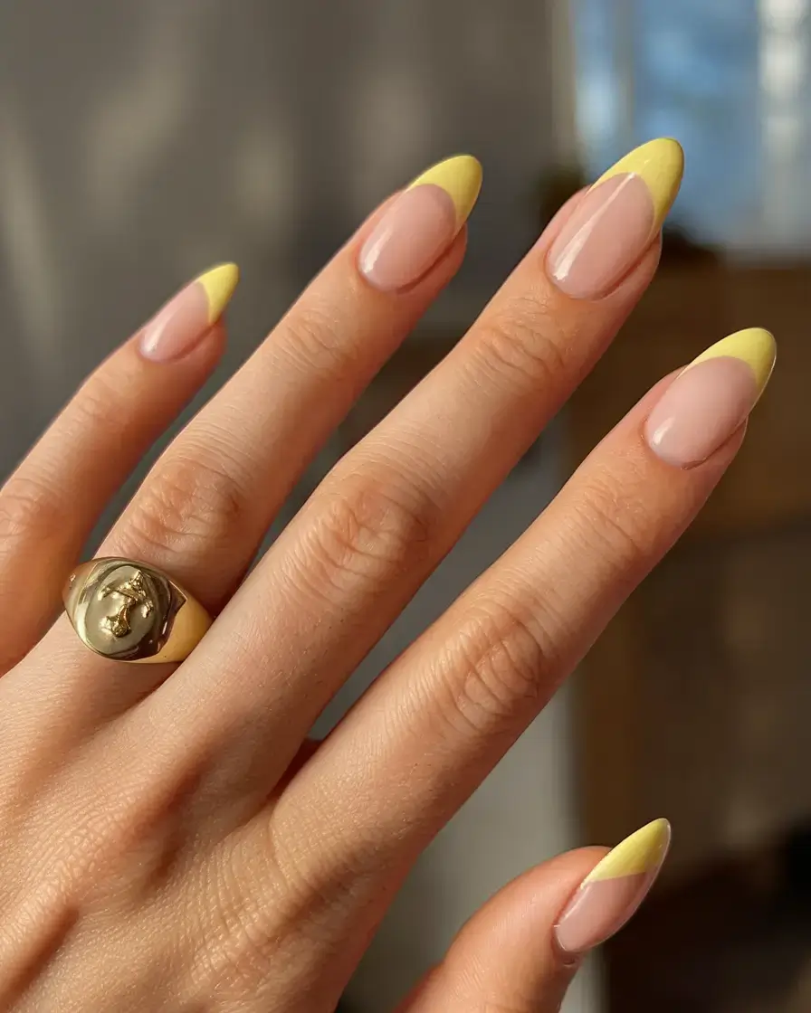 french tips for summer 2025 Yellow French with a Retro-Fresh Kick