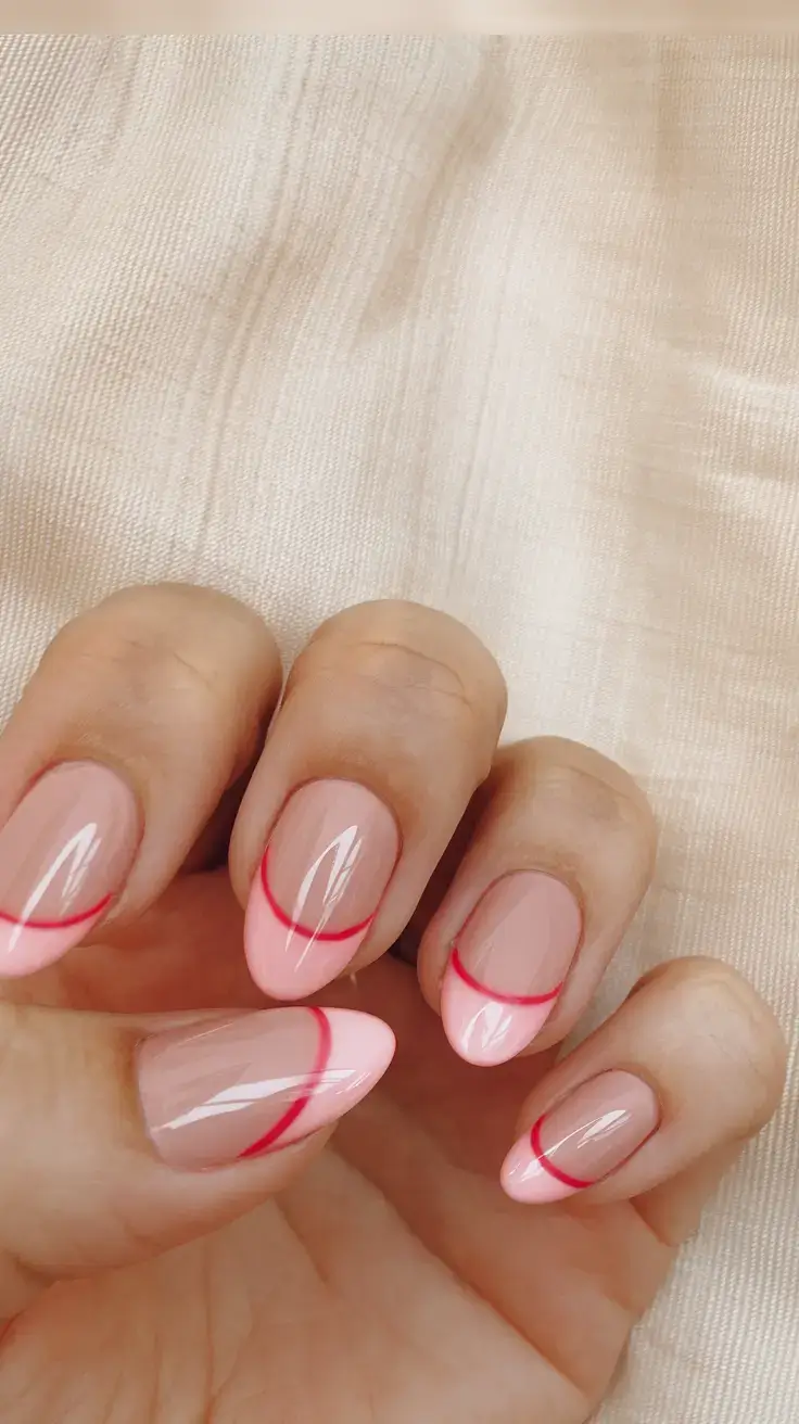 french tips for summer 2025 Reverse Strawberry Curve