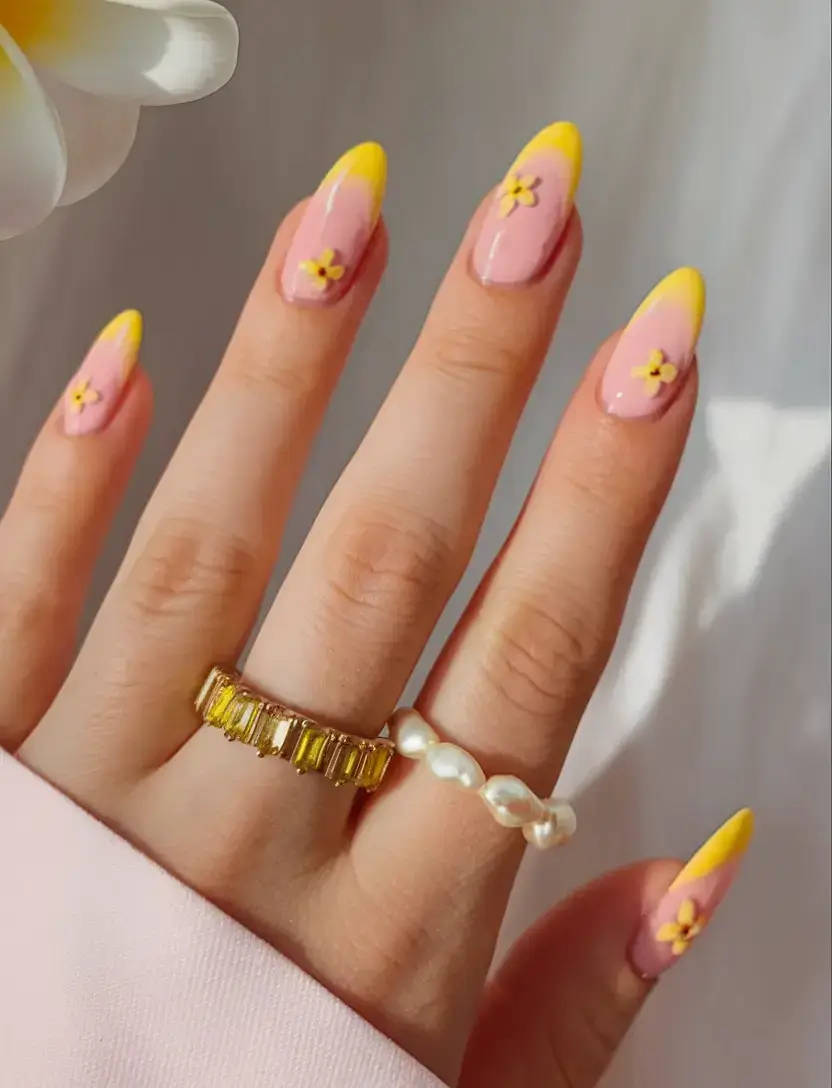 french tips for summer 2025 Sunshine Bloomed Tips