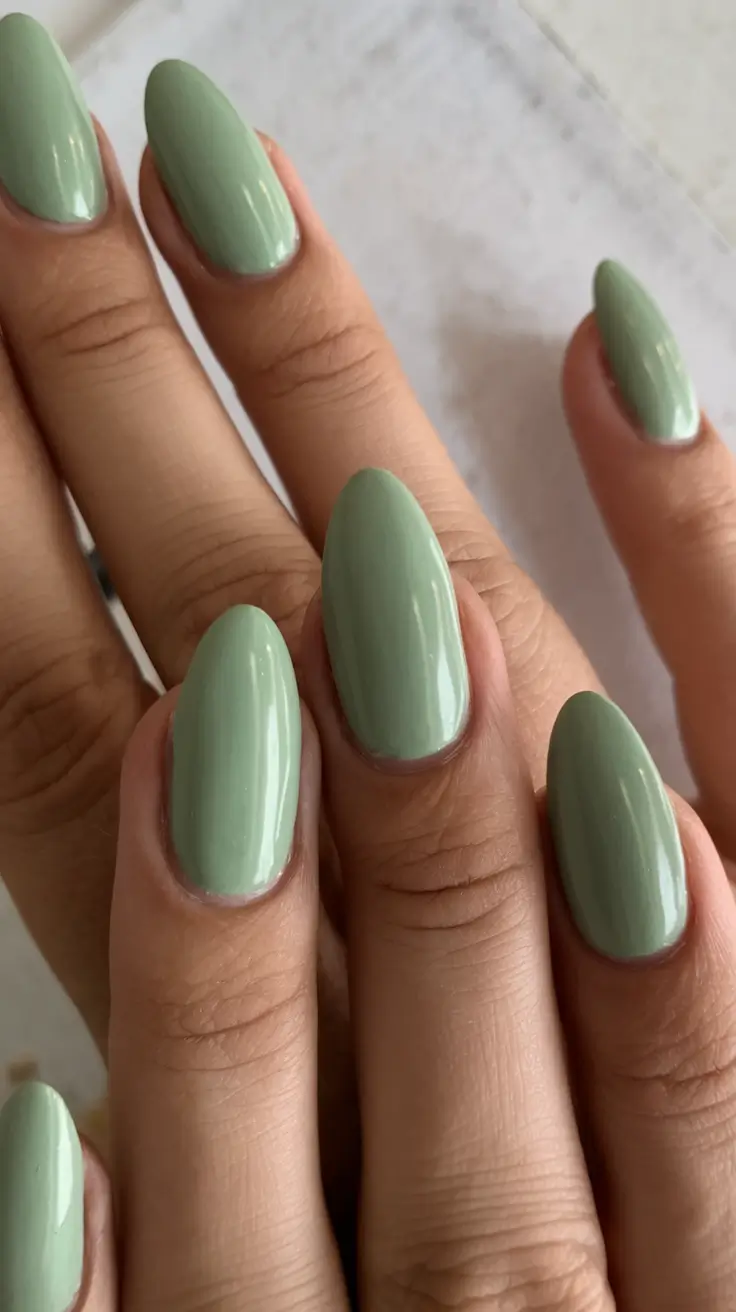 fresh green nails for summer 2025 Serene Sage Simplicity