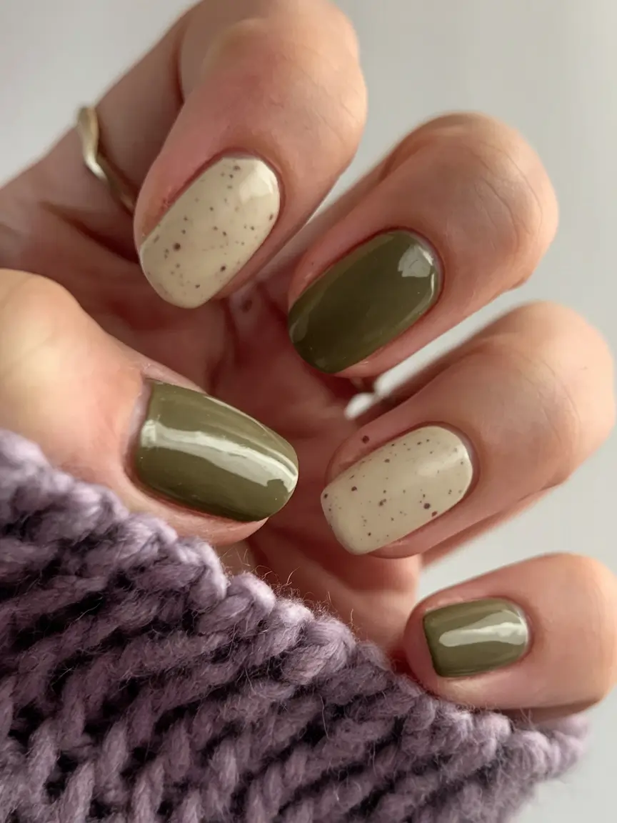 fresh green nails for summer 2025 Speckled Stone Neutrals