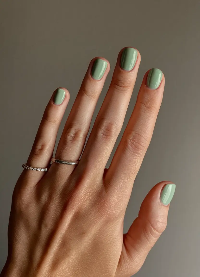 fresh green nails for summer 2025 Minty Minimalism: Short and Sweet