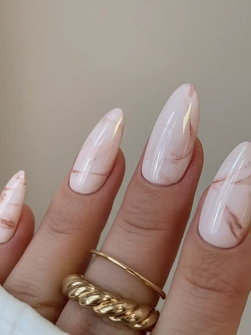 fresh white nail looks for summer 2025 Delicate Marble Whisper