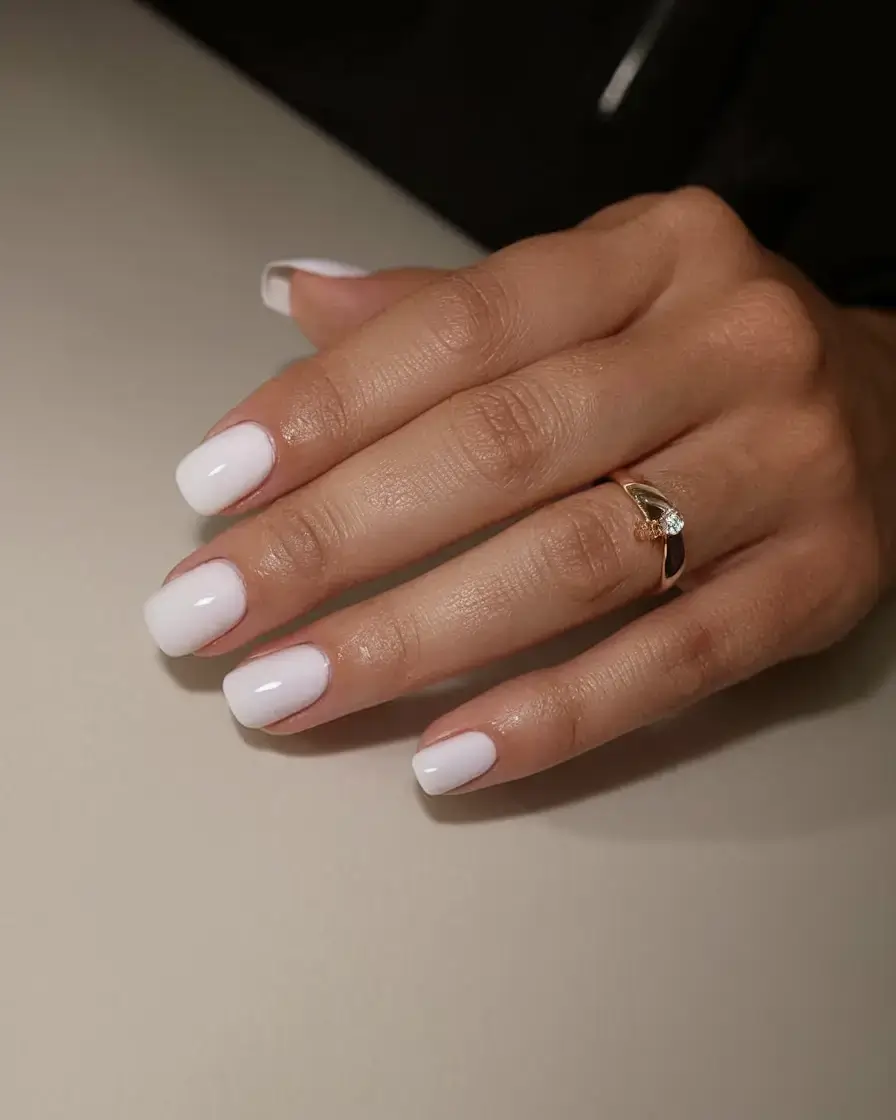fresh white nail looks for summer 2025 Soft White Squoval Minimalism