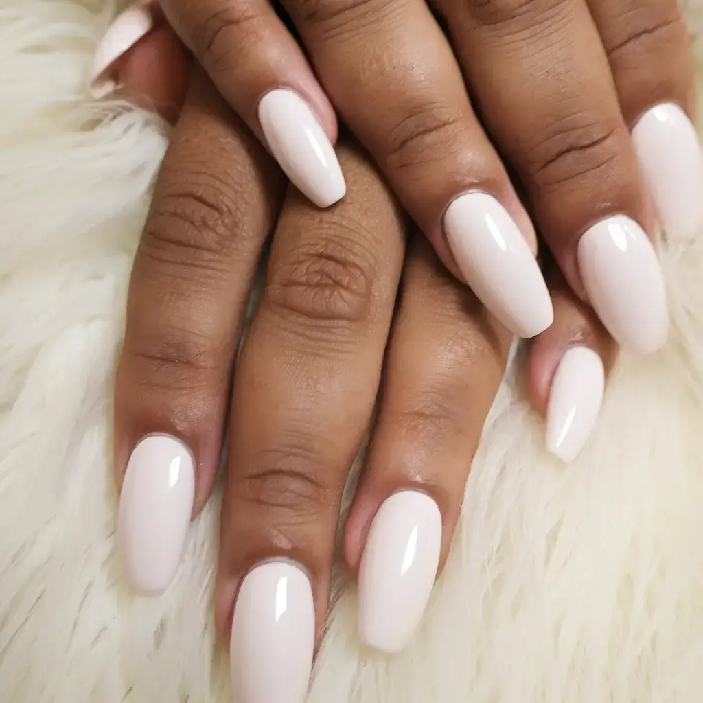 fresh white nail looks for summer 2025 Soft Vanilla Almond Perfection