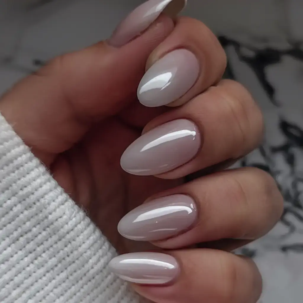 fresh white nail looks for summer 2025 Glazed Almond Nude