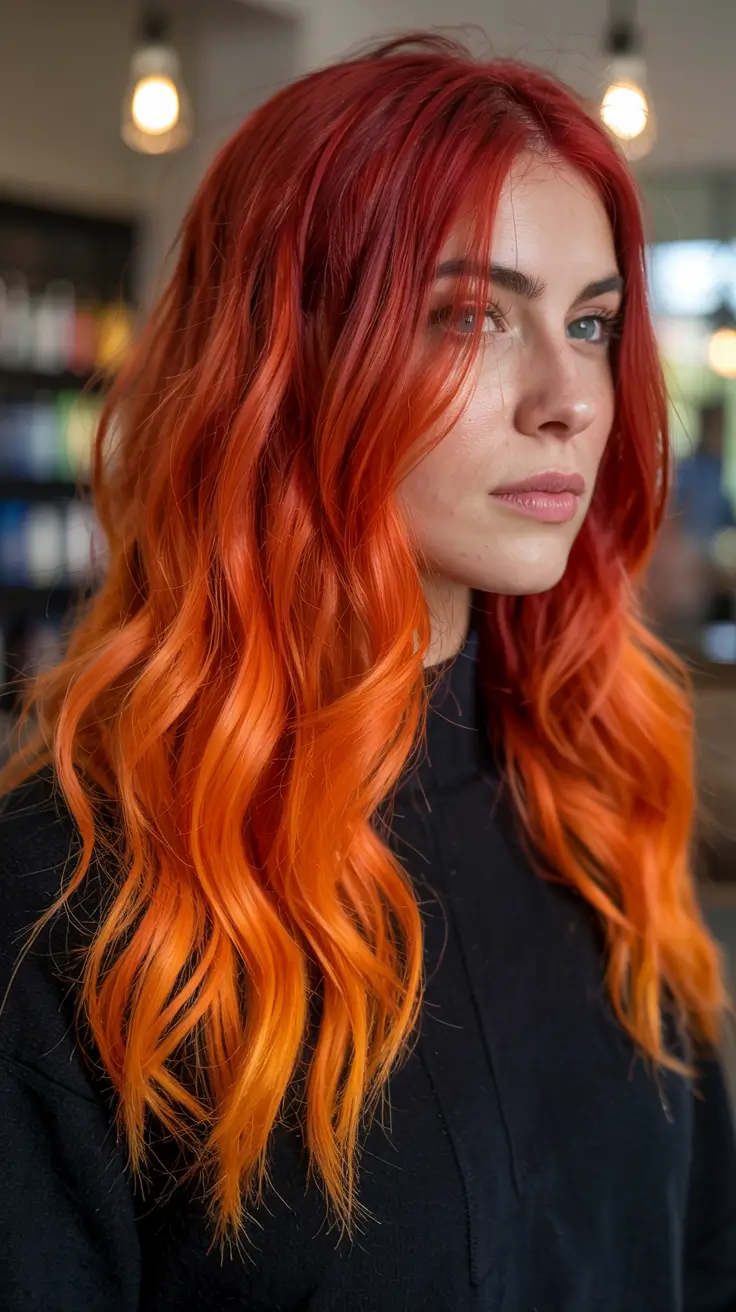 Fun fall hair colors 2025 Molten Lava Ombre