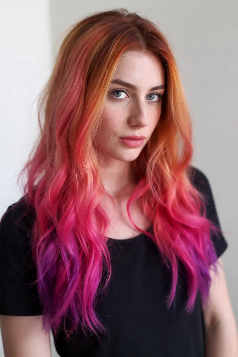 Fun fall hair colors 2025 Tropical Ember Cascade