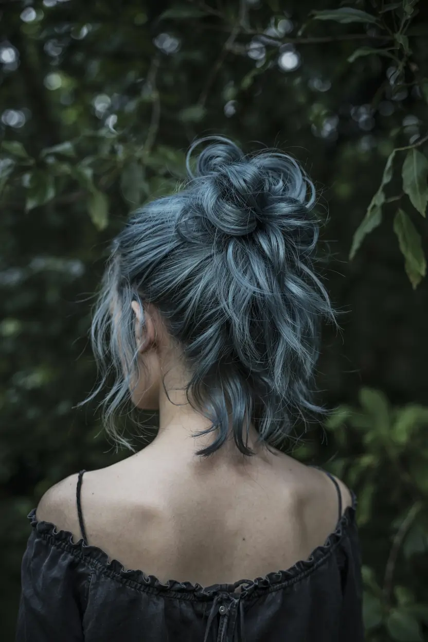 Fun fall hair colors 2025 Midnight Moss Updo