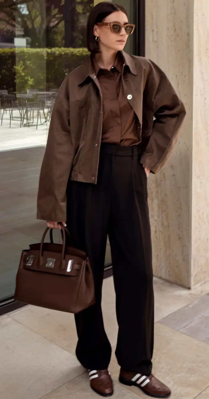 new fall outfits ideas Cocoa Tones & Tailored Street Elegance