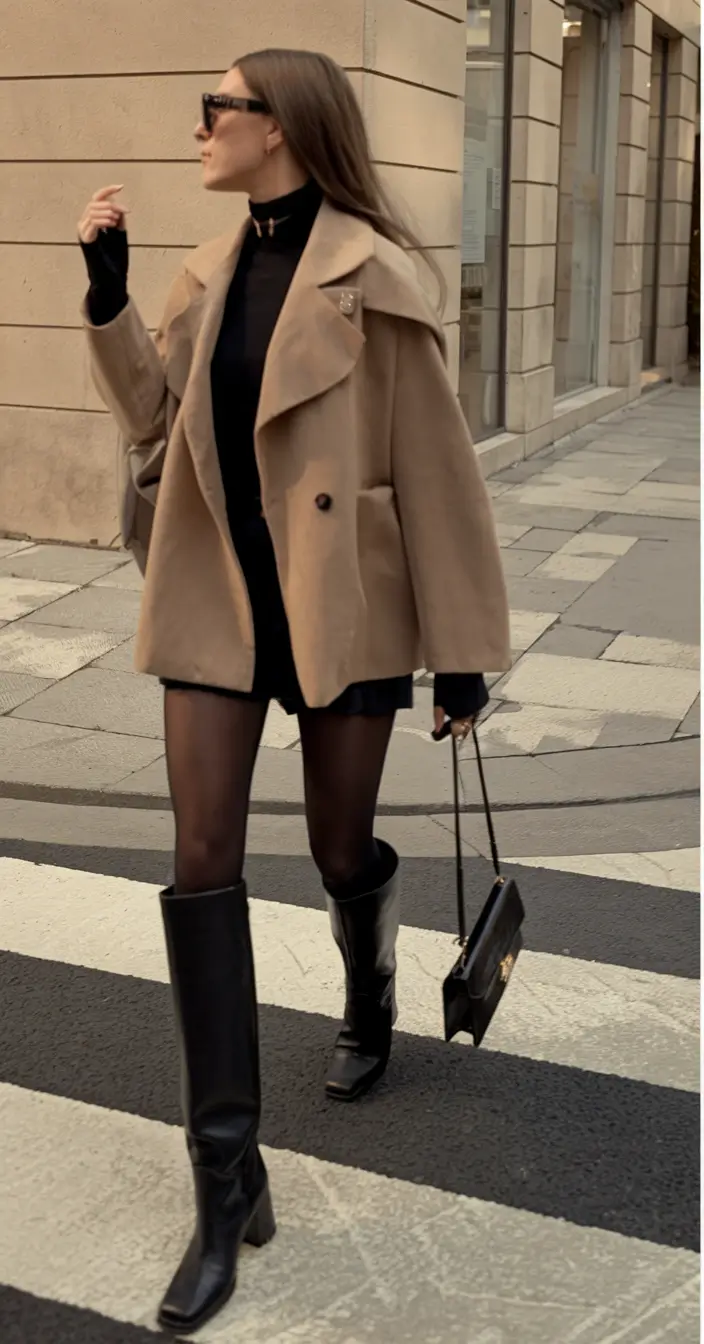 new fall outfits ideas Parisian Camel & Noir Fusion