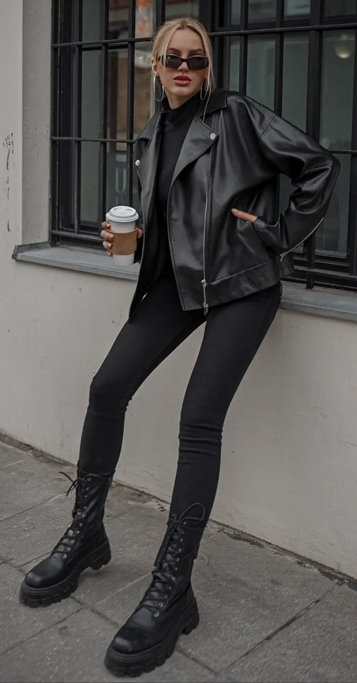 new fall outfits ideas Rockstar Utility in All Black
