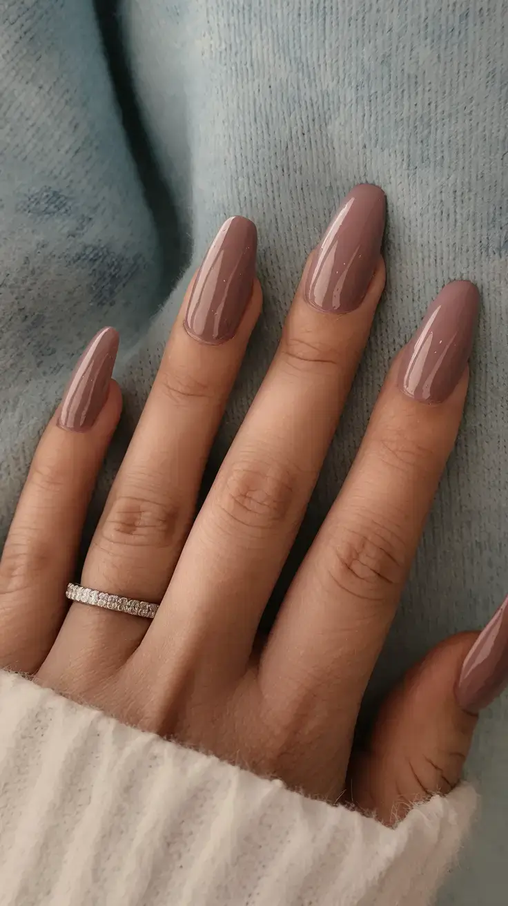 glossy gel nails for summer 2025 Mauve Mocha Gloss