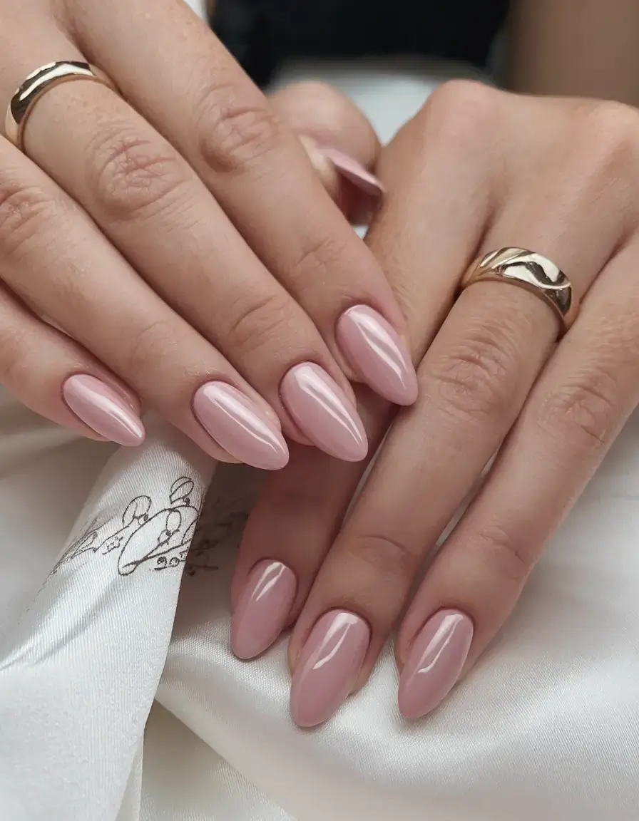glossy gel nails for summer 2025 Glossed Pink with a Luxe Finish