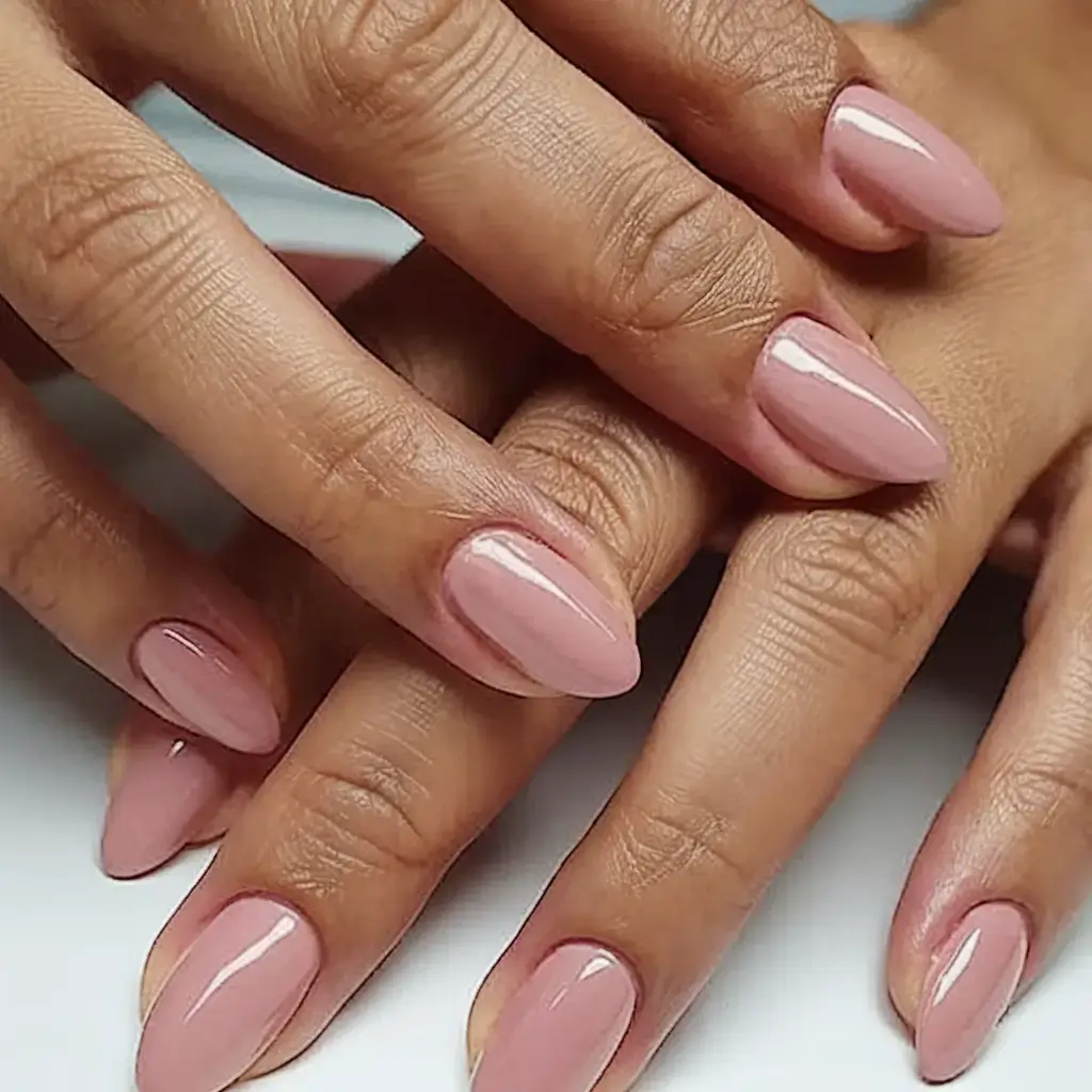 glossy gel nails for summer 2025 Soft Rosé Almonds