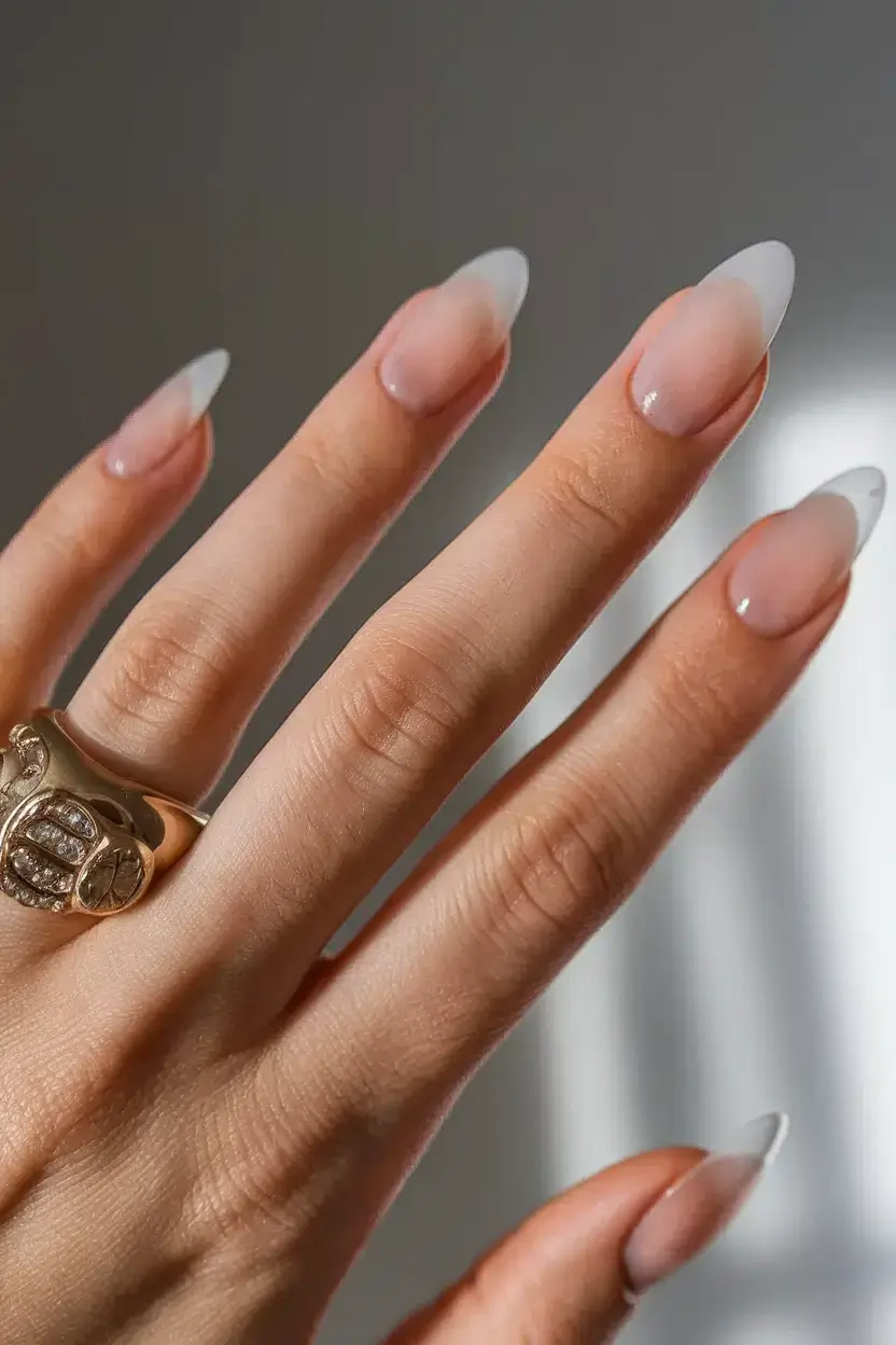 glossy gel nails for summer 2025 Milky White Ombre That Feels Like a Breeze