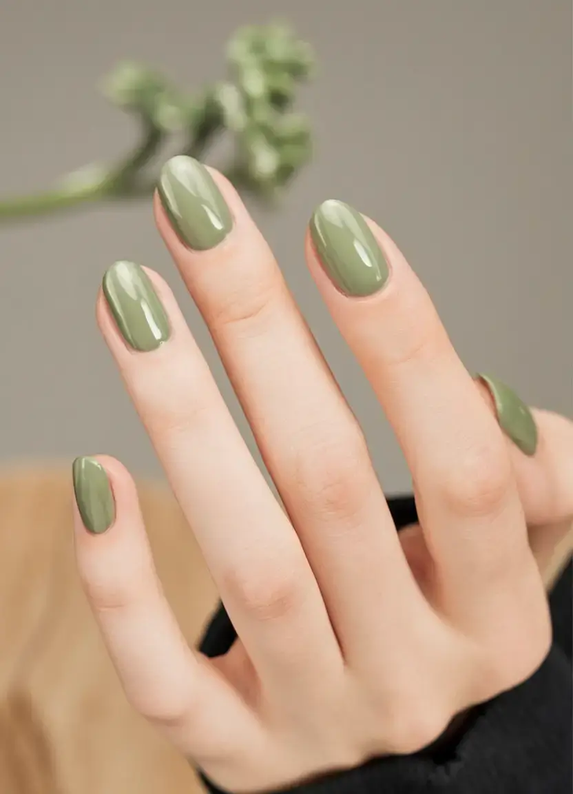 glossy gel nails for summer 2025 Sage Green for a Refreshing Pop