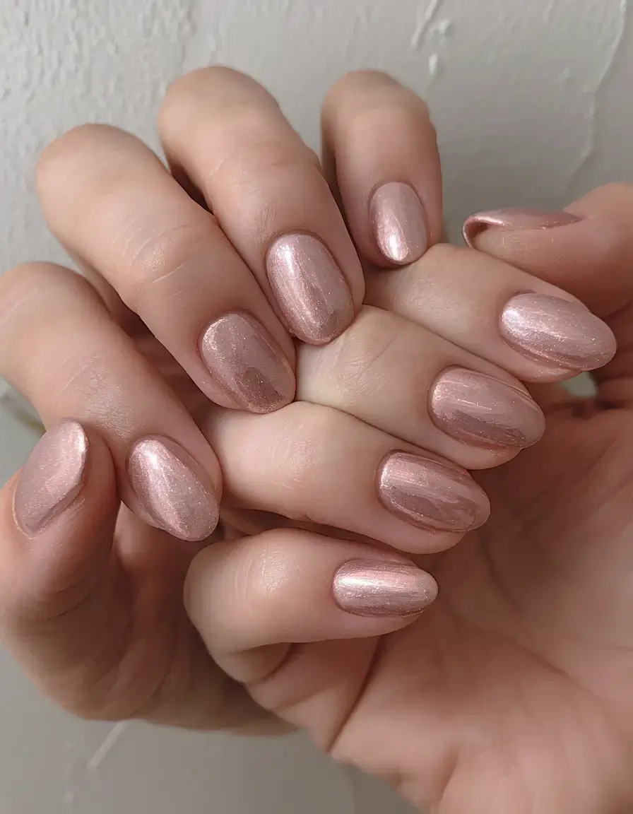 glossy gel nails for summer 2025 Champagne Chrome That Feels Like Jewelry