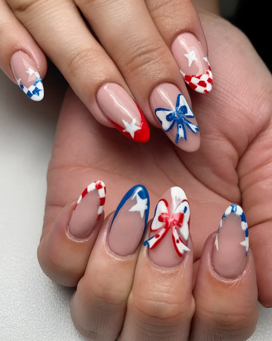 Inspired Nail Designs for July 4th 2025 Bow-Tie Americana