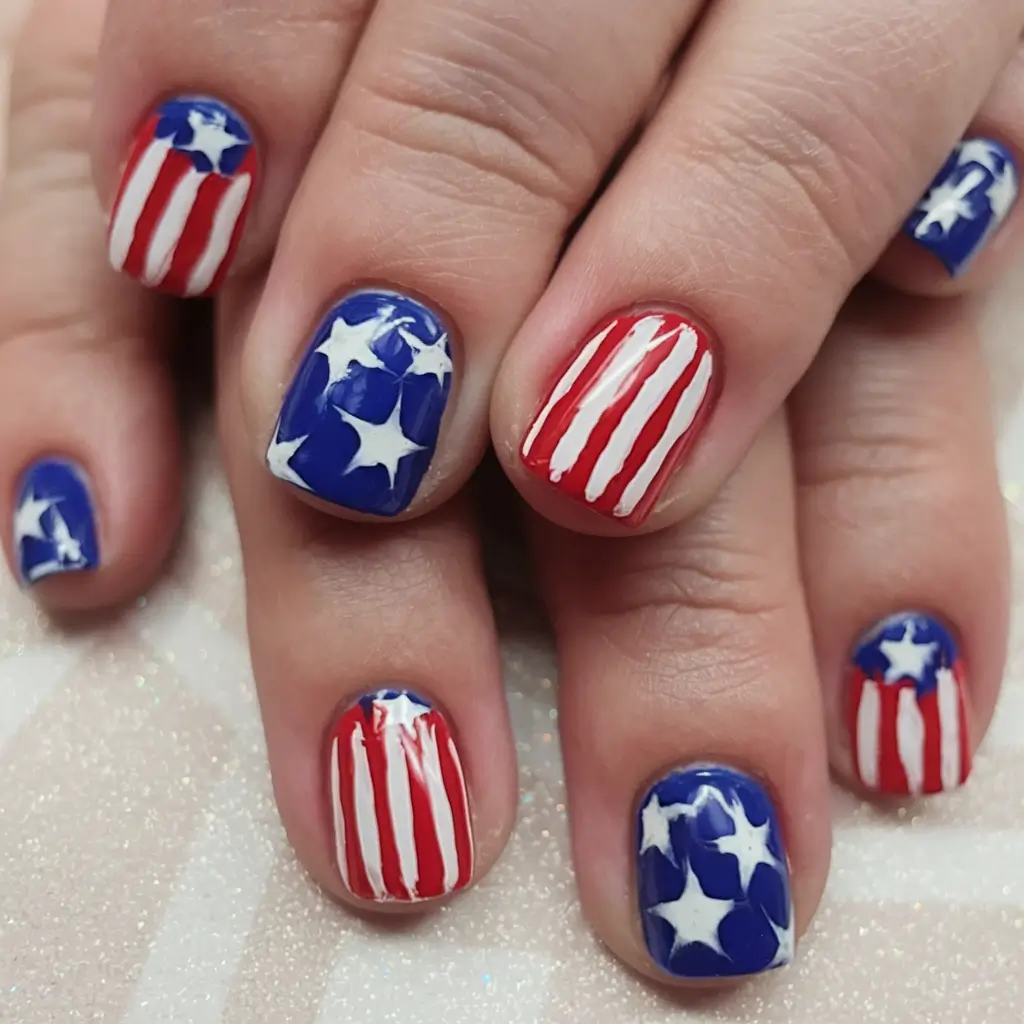 Inspired Nail Designs for July 4th 2025 Classic Bold Flag