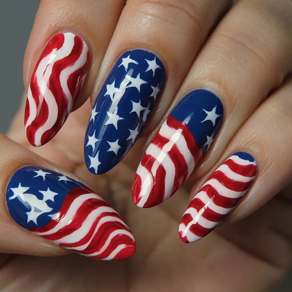 Inspired Nail Designs for July 4th 2025 Star-Spangled Waves
