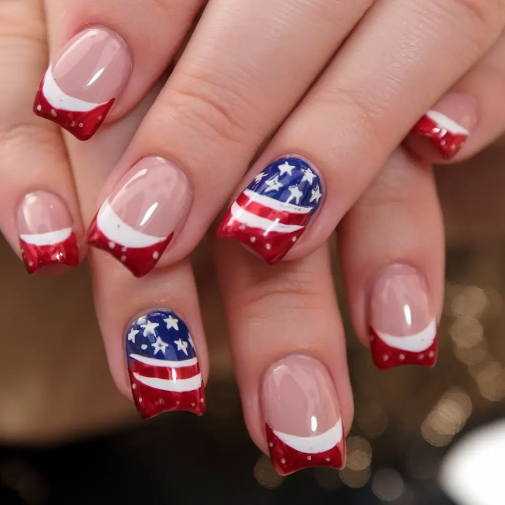 Inspired Nail Designs for July 4th 2025 Patriotic French Tips