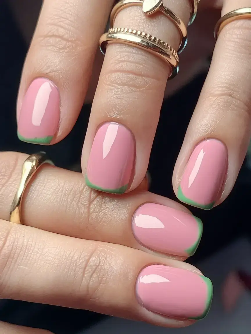 juicy watermelon nails to try in 2025 Minimal French Melon Tip