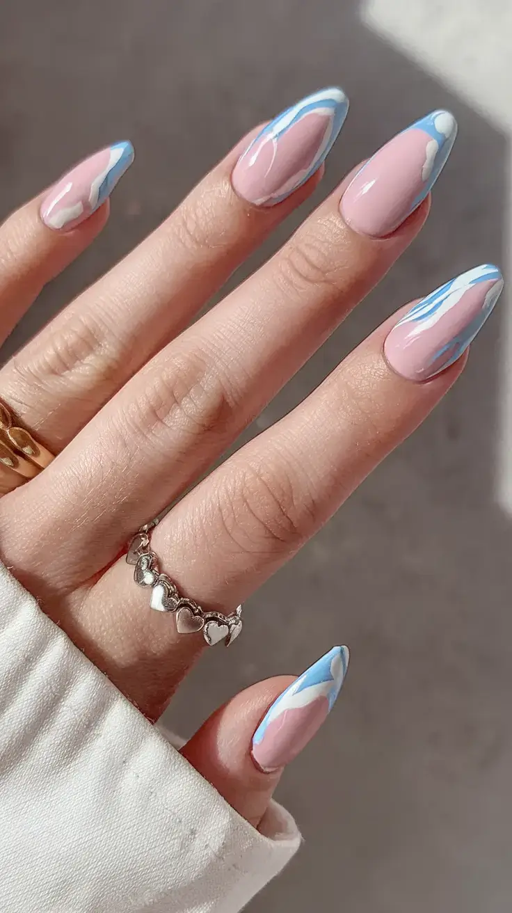 july 2025 nails you’ll want to copy Cloudy Blue Daydream