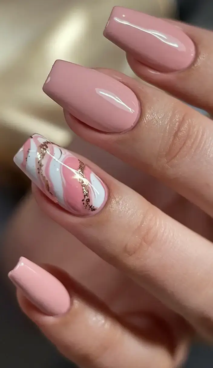 july 2025 nails you’ll want to copy Soft Marble Swirls for Luxe Vibes