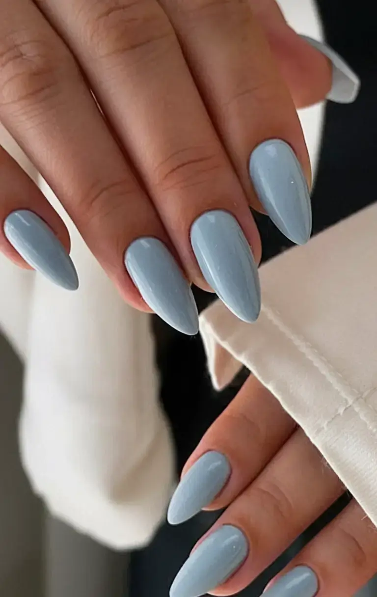 july 2025 nails you’ll want to copy Pale Blue that Feels Like Fresh Linen