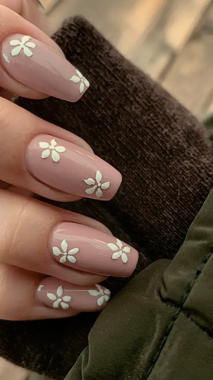 july 2025 nails you’ll want to copy Soft Daisy Fields for Cottagecore Vibes