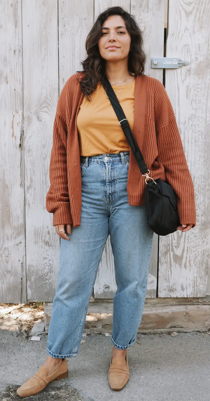 midsize fall outfits ideas 2025-Everyday Earthy With a Boyish Spin