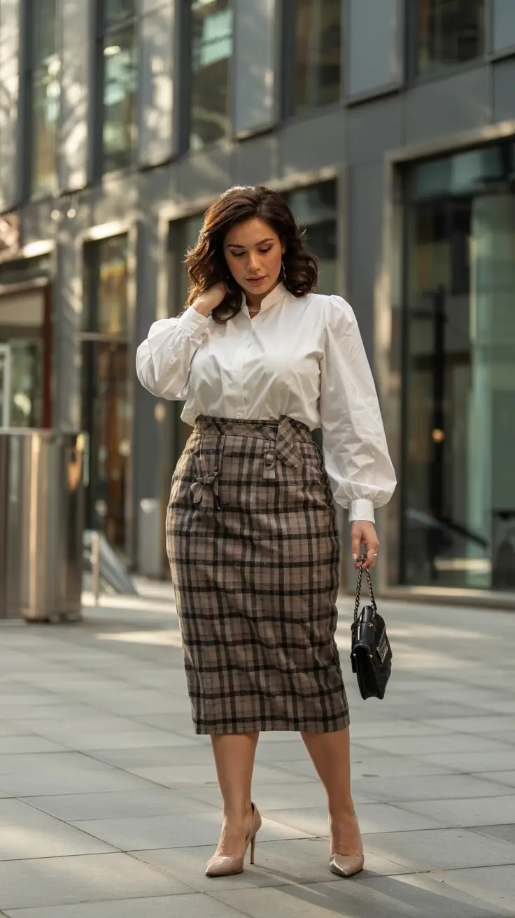 midsize fall outfits ideas 2025-Retro Pencil Skirt With a Sculpted Edge