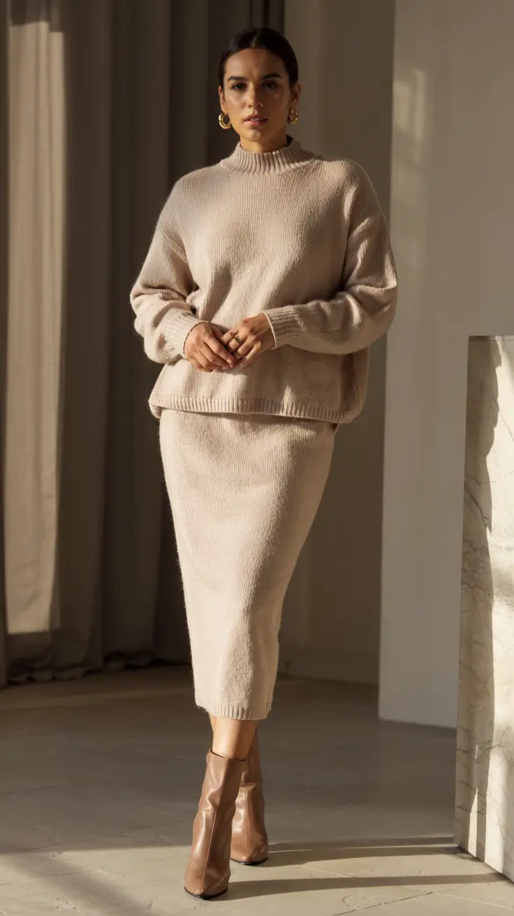 midsize fall outfits ideas 2025-Cozy Minimalism With Polished Edges