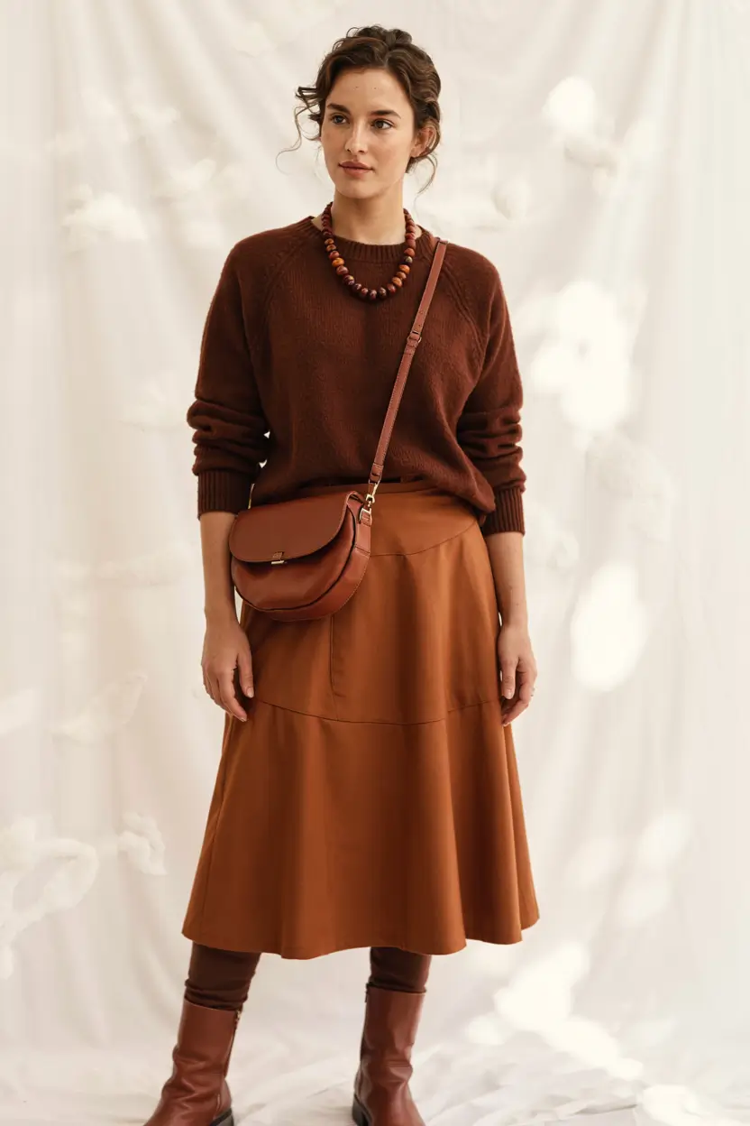 midsize fall outfits ideas 2025-Monotone Magic in Autumn Spice