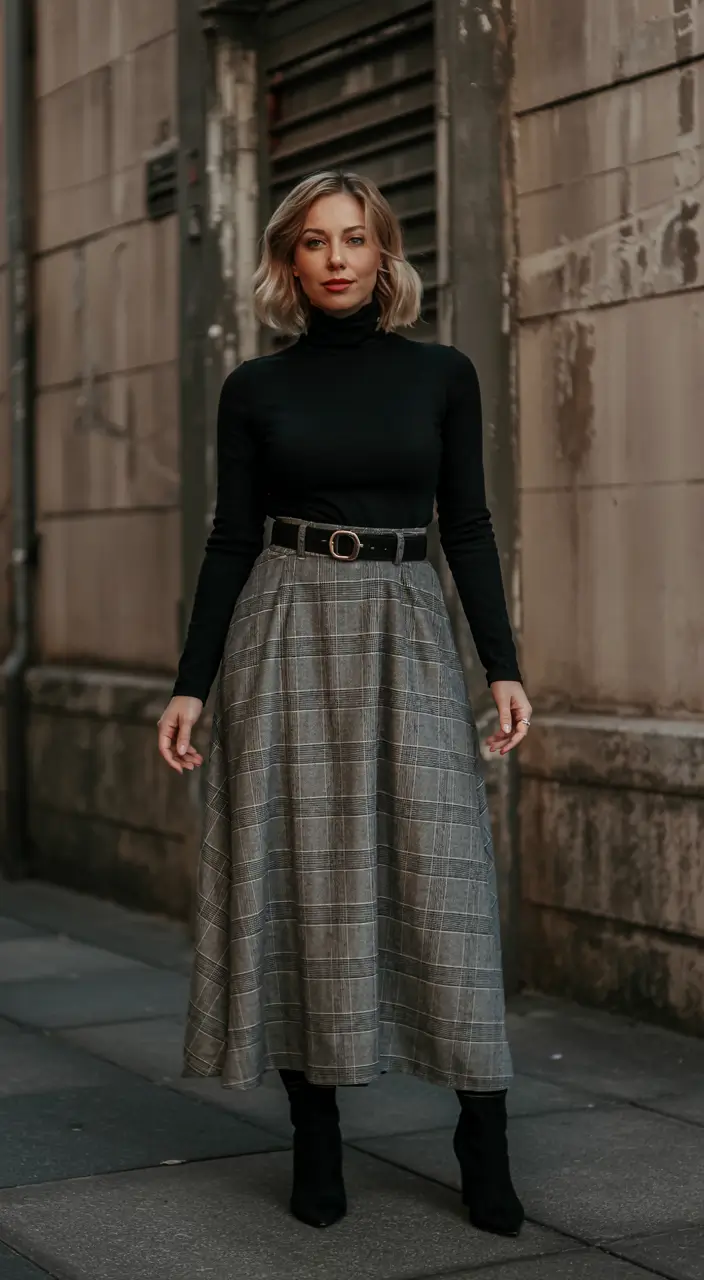midsize fall outfits ideas 2025-Classic Turtleneck With Academia Vibes