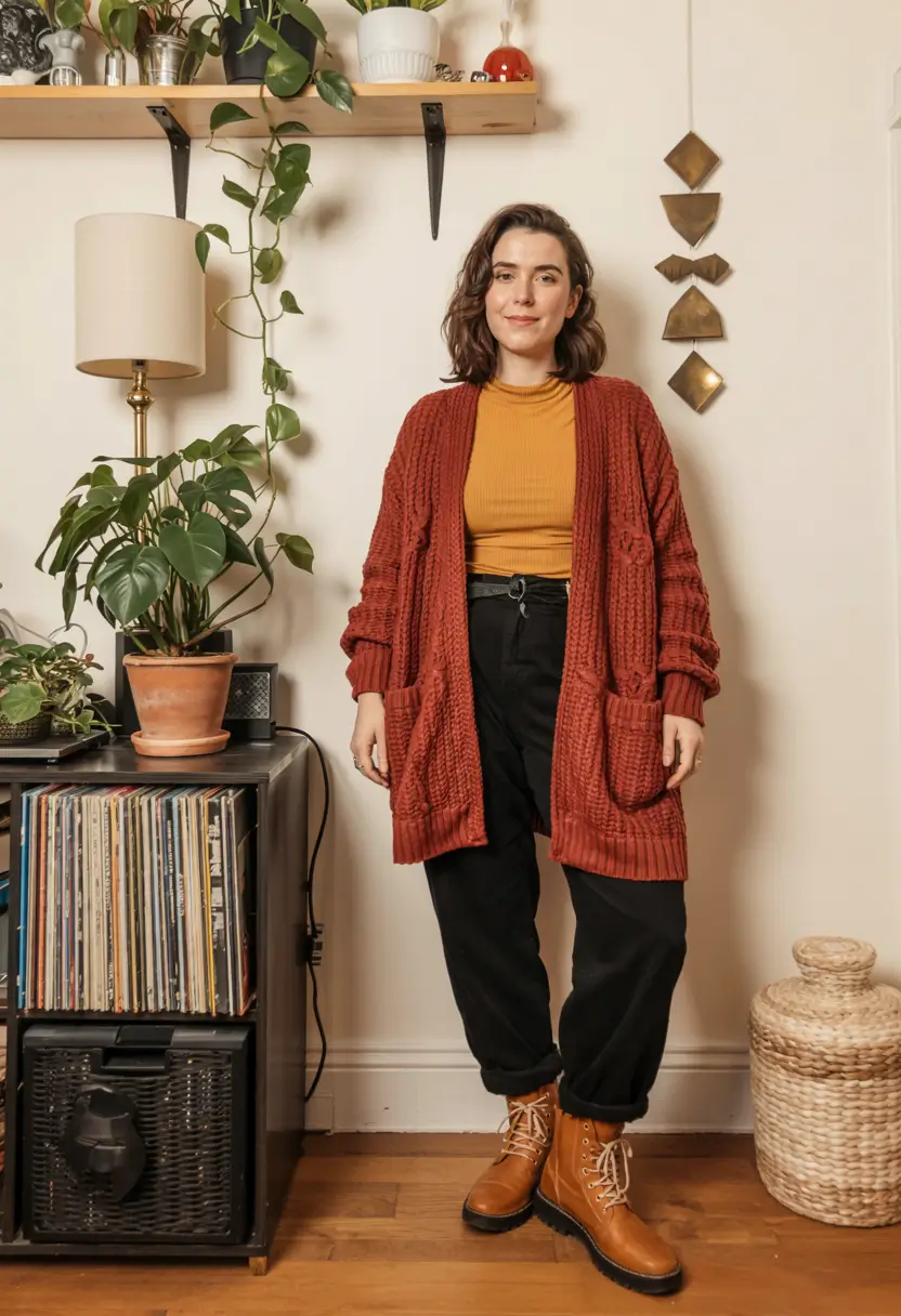 midsize fall outfits ideas 2025-Spice-Toned Comfort That Still Slays