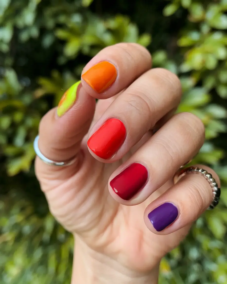 neon nails to glow all summer 2025 Summer Sunset: The Burnt Neon Spectrum