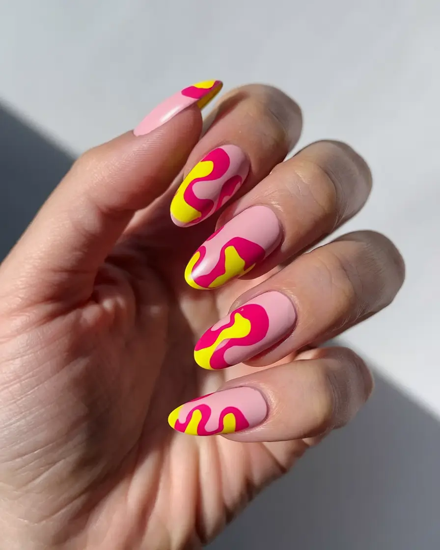 neon nails to glow all summer 2025 Neon Doodles: The Bubblegum Lava Flow
