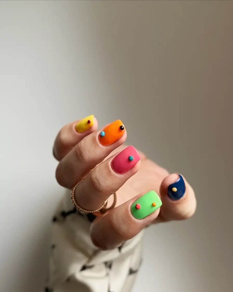 neon nails to glow all summer 2025 Playful Pops: The Candy Dot Statement