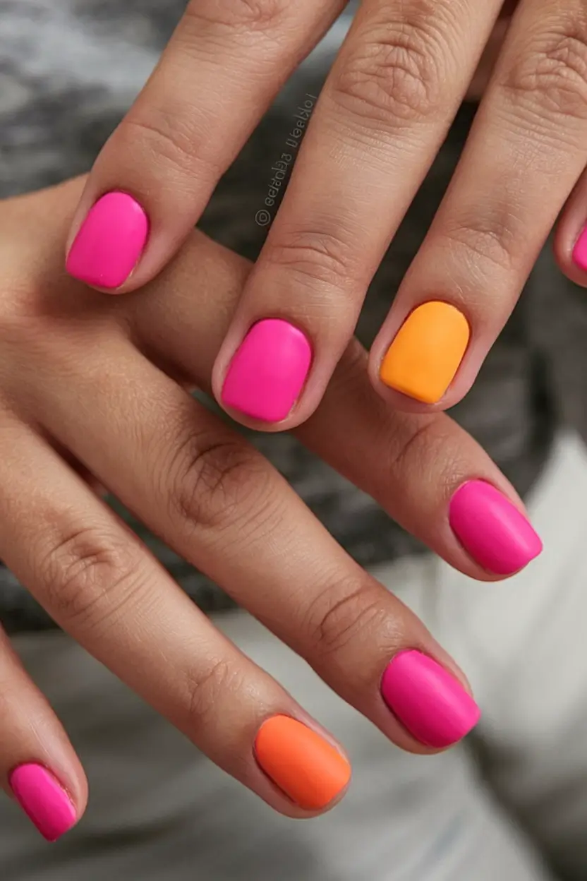 neon nails to glow all summer 2025 Tutti Frutti Pop: The Hot Citrus Mix
