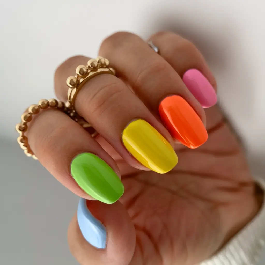 neon nails to glow all summer 2025 Candy Box: The Classic Neon Mix