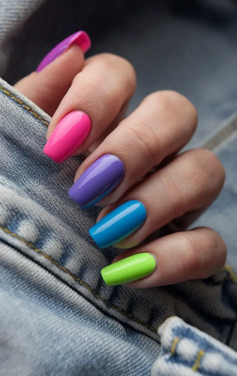 neon nails to glow all summer 2025 Neon Denim: The Bold Color Shift