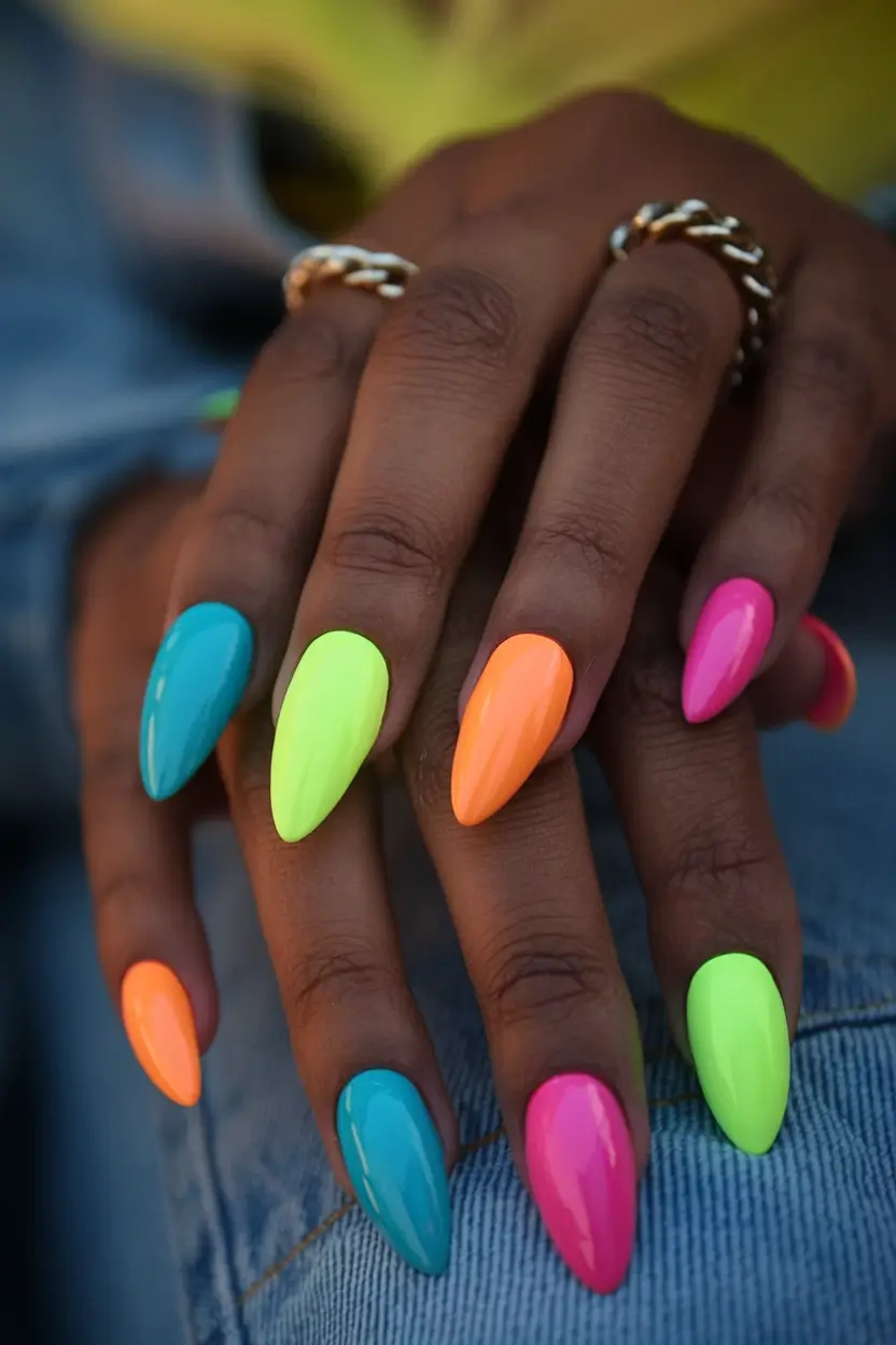 neon nails to glow all summer 2025 Color Shock: The Summer Power Palette