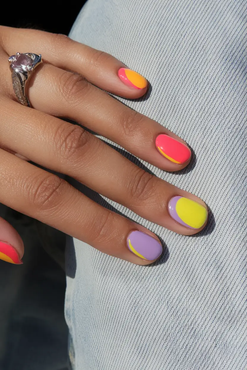 neon nails to glow all summer 2025 Sunset Curves: The Neon Wave
