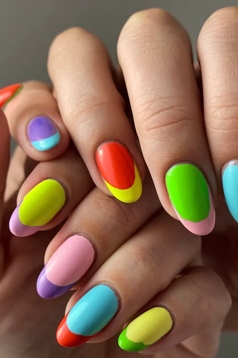 neon nails to glow all summer 2025 Color Fusion: The Bold Mix & Match