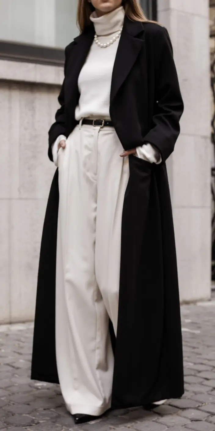 new 2025 fall fashion outfits ideas 2025 Minimalist Drama in Monochrome