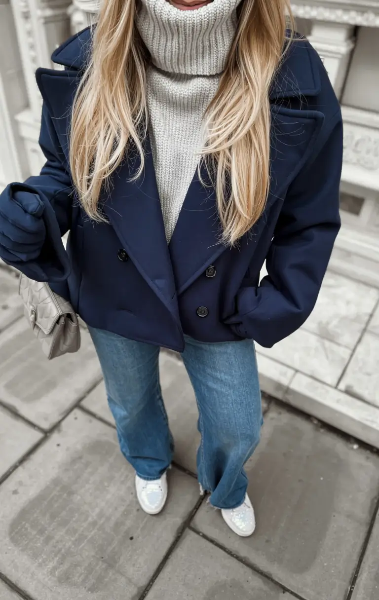 new 2025 fall fashion outfits ideas 2025+Cozy Urban Cool in Navy and Knit