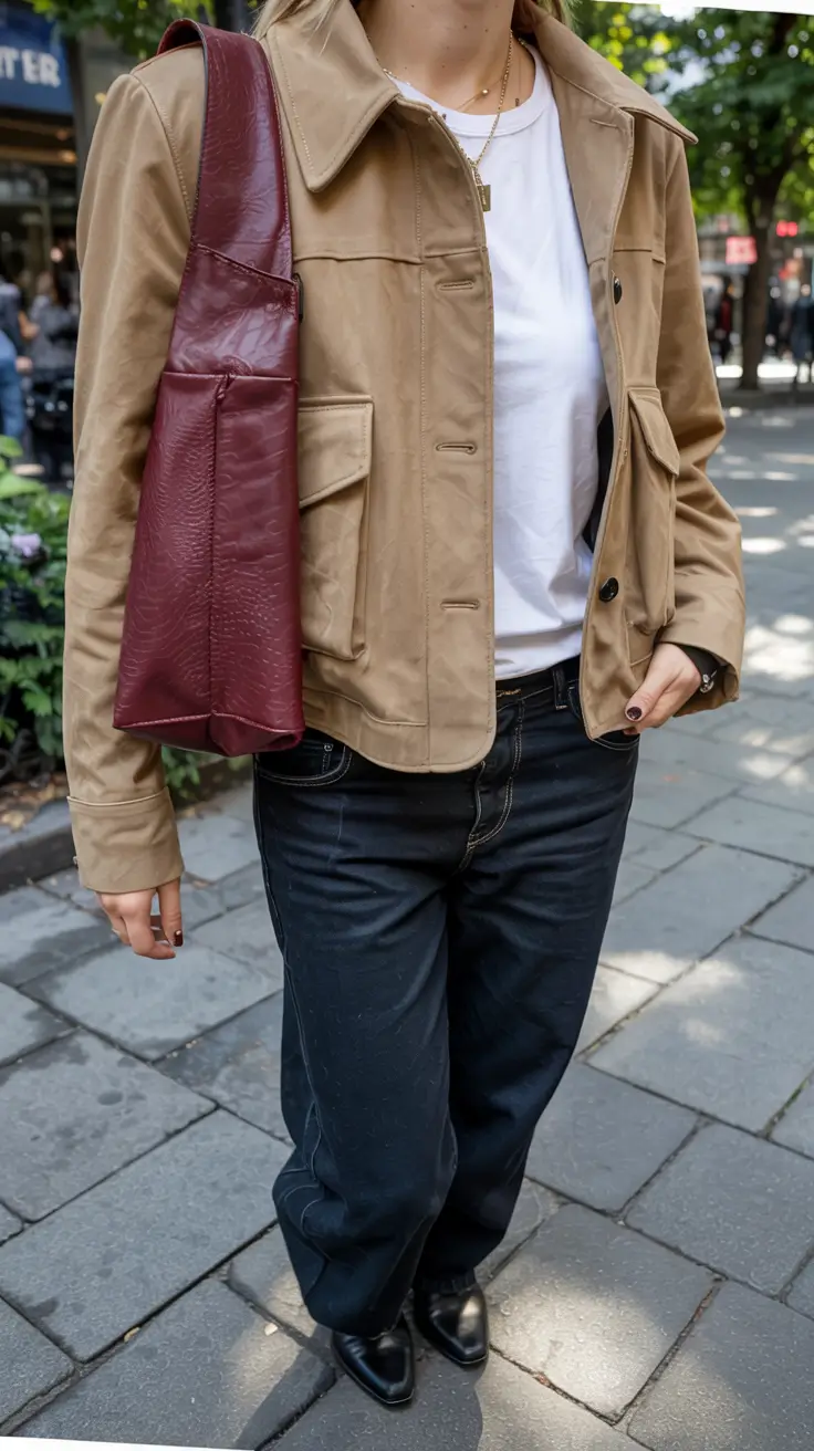 new 2025 fall fashion outfits ideas 2025+Neutral Layers with a Burgundy Pop